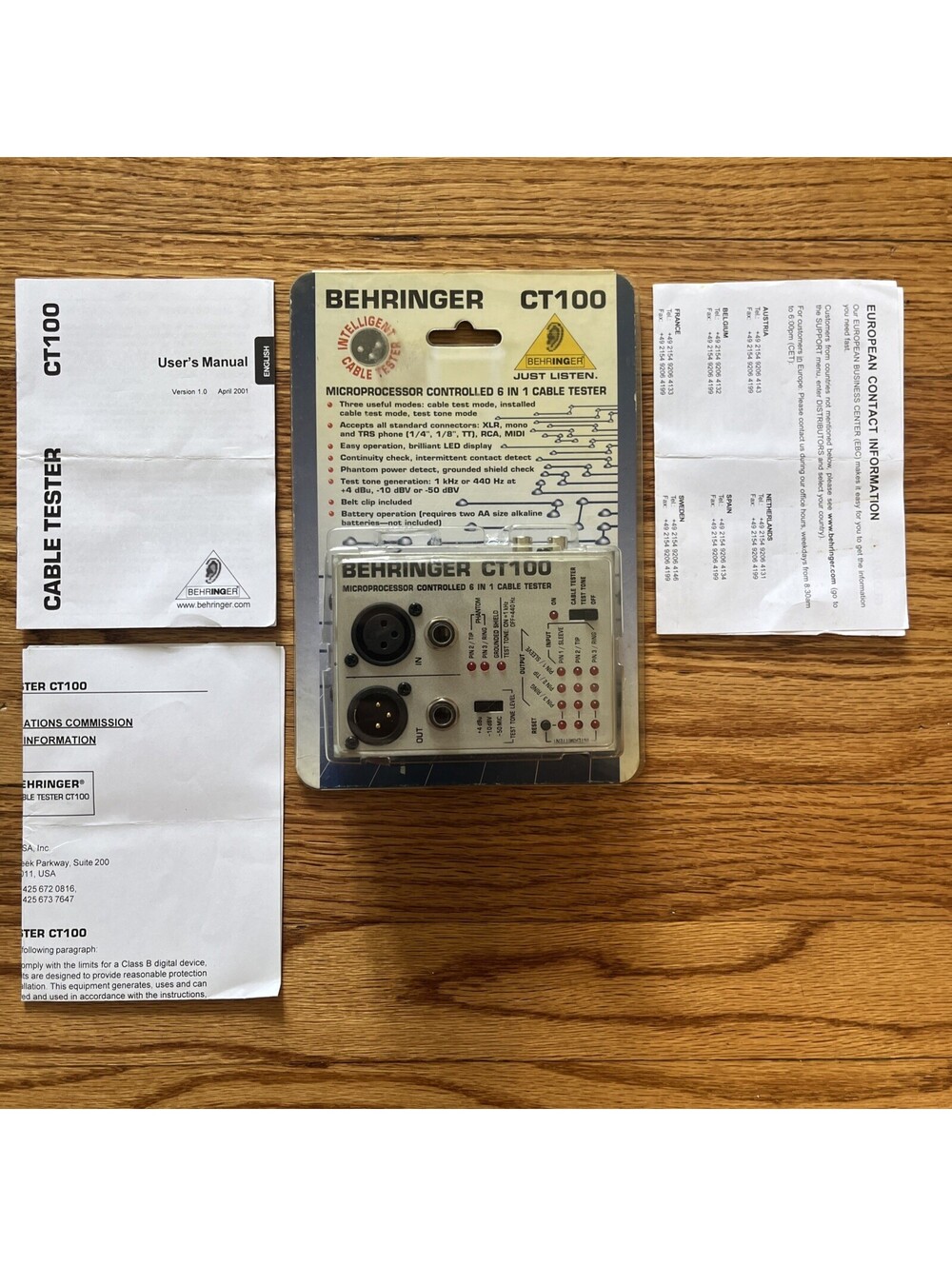 BEHRINGER /CT100 Cable Tester XLR/TS, TRS phone/MIDI/TT/RCA cable comp.